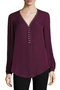 Haute Hippie Sagat Split Sleeve Silk Blouse