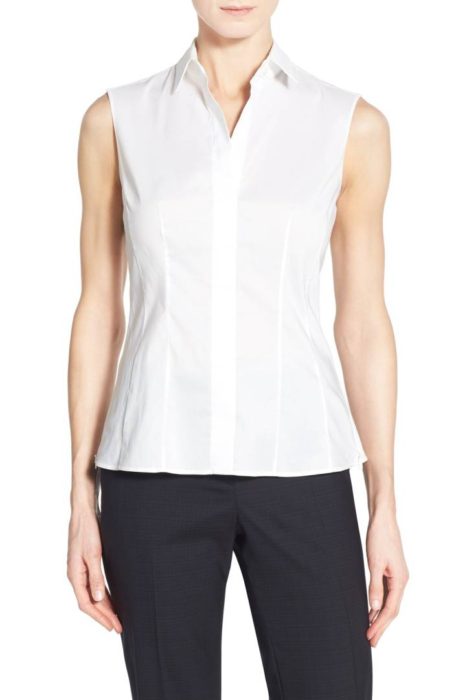 BOSS Bashiva Poplin Sleeveless Shirt White