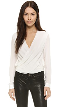 L'Agence Gia White Crossover Blouse